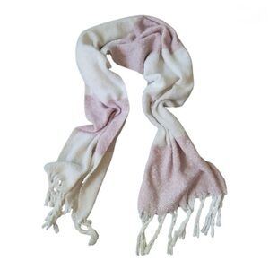 Gentle Fawn Blush & Cream Cozy Textured Fringe Scarf NWT